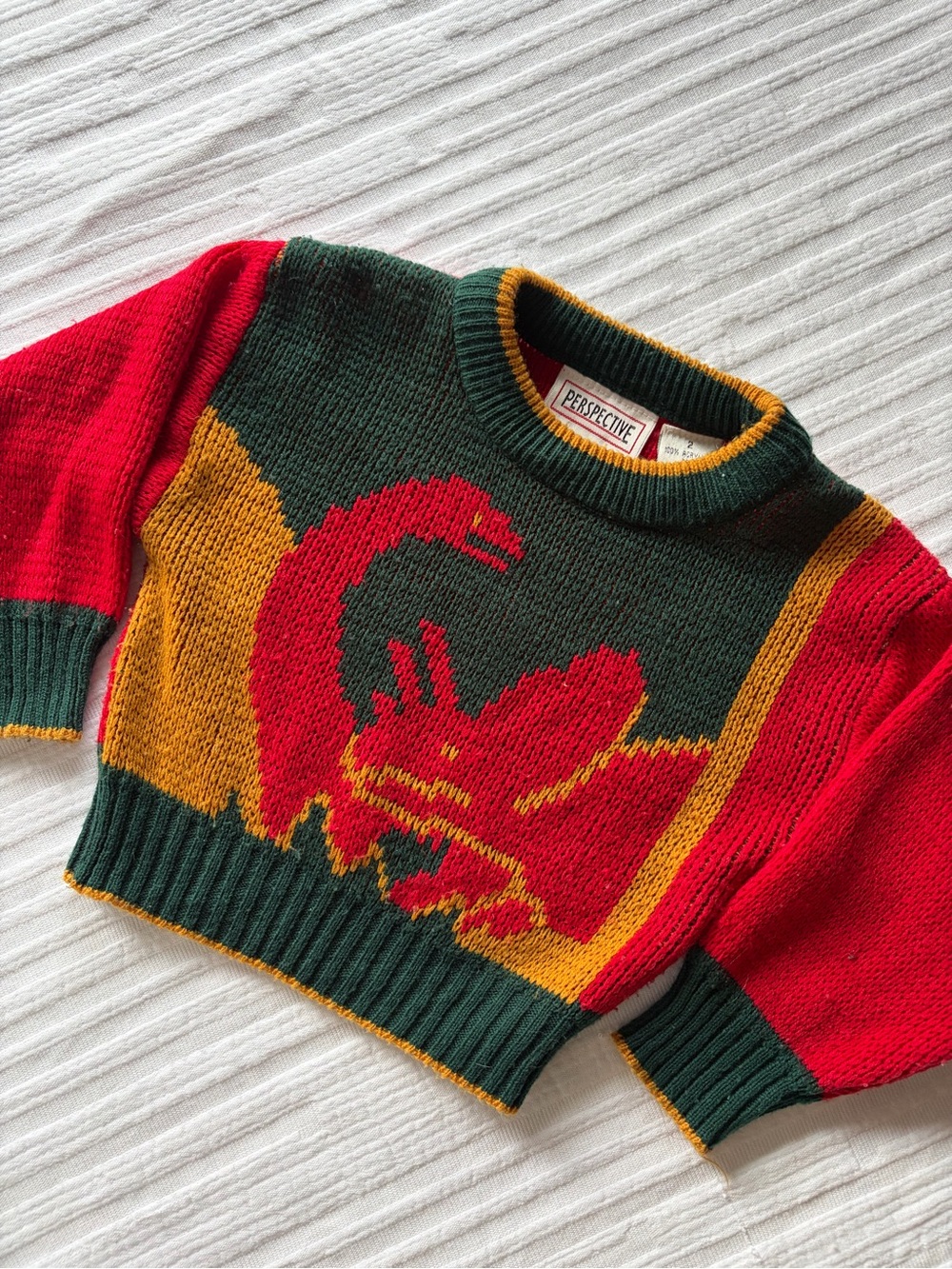 Vintage Perspective Dinosaur Knit Sweater